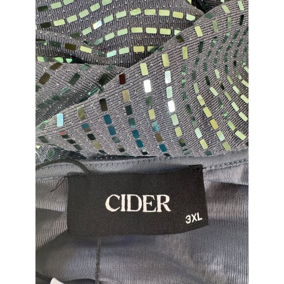 NWT Cider 3XL Sequin Open-Back Long Sleeve Dress - Iridescent Silver - Picture 2 of 14
